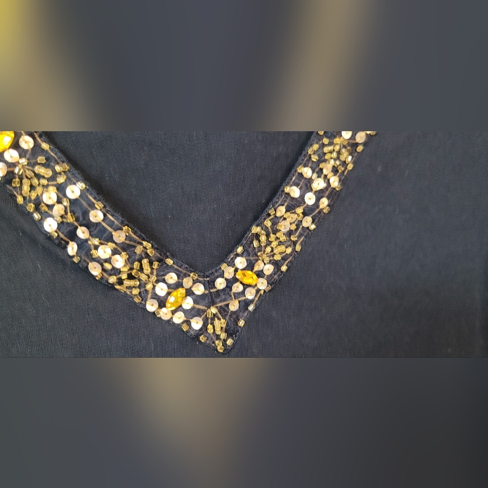 (2) Beaded V-neck Short Sleeve Shirts - Picture 4 of 6